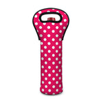 Hot Pink And White Polka Dot Print Single Neoprene Wine Tote