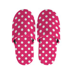 Hot Pink And White Polka Dot Print Slippers