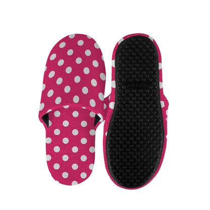 Hot Pink And White Polka Dot Print Slippers