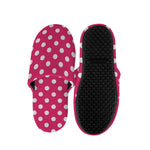 Hot Pink And White Polka Dot Print Slippers