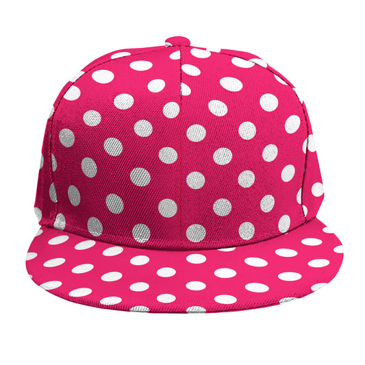Hot Pink And White Polka Dot Print Snapback Cap