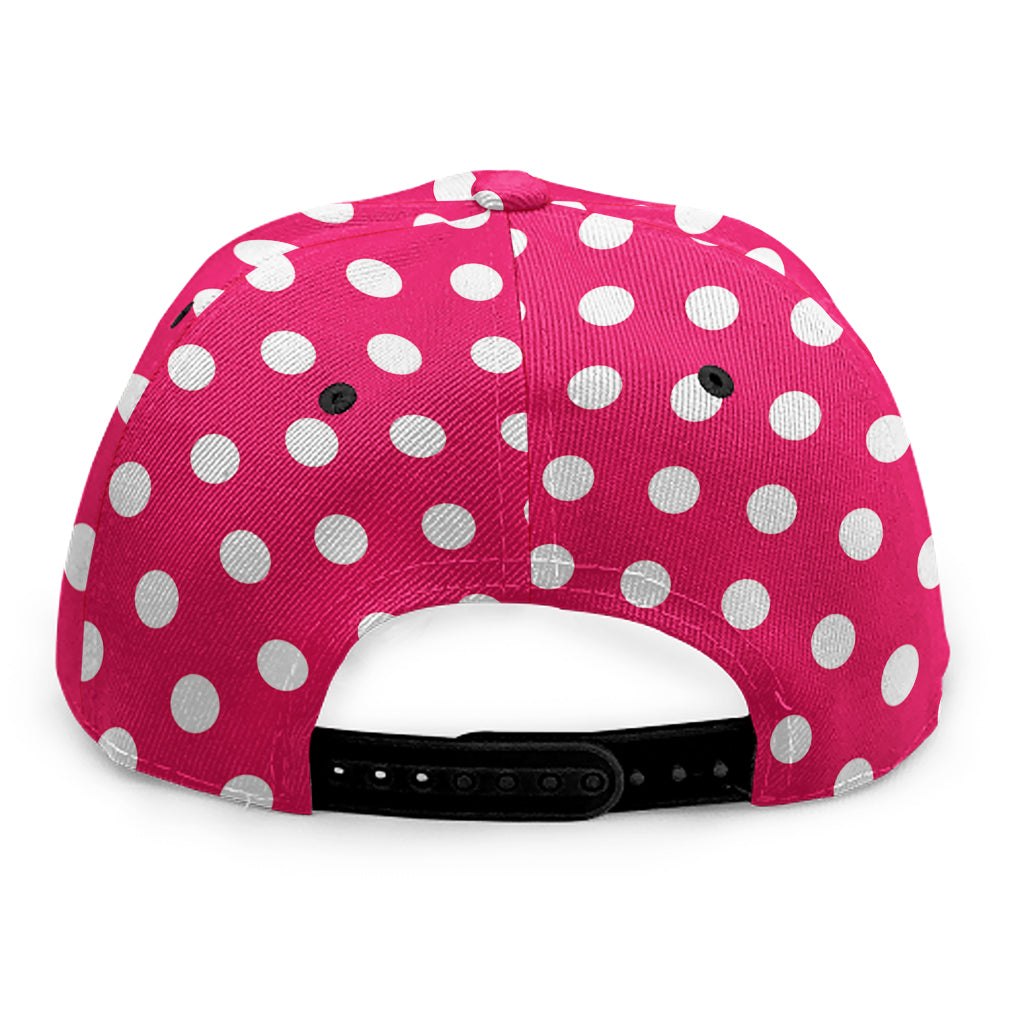 Hot Pink And White Polka Dot Print Snapback Cap