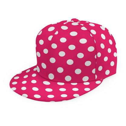 Hot Pink And White Polka Dot Print Snapback Cap