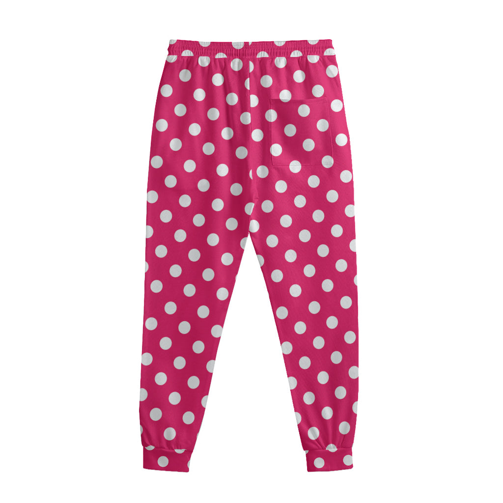 Hot Pink And White Polka Dot Print Sweatpants
