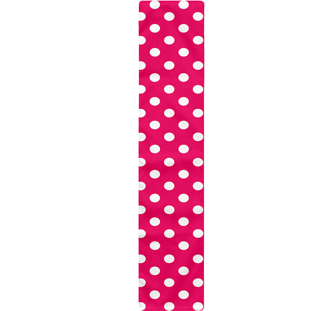 Hot Pink And White Polka Dot Print Table Runner