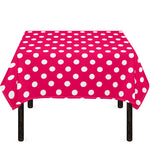 Hot Pink And White Polka Dot Print Tablecloth
