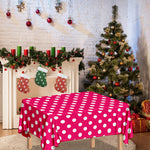 Hot Pink And White Polka Dot Print Tablecloth