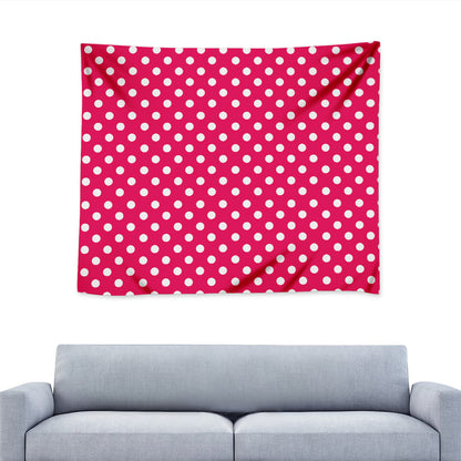 Hot Pink And White Polka Dot Print Tapestry
