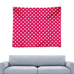 Hot Pink And White Polka Dot Print Tapestry