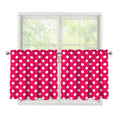 Hot Pink And White Polka Dot Print Tier Curtains