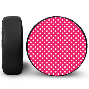 Hot Pink And White Polka Dot Print Tire Cover