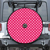 Hot Pink And White Polka Dot Print Tire Cover With Camera Hole