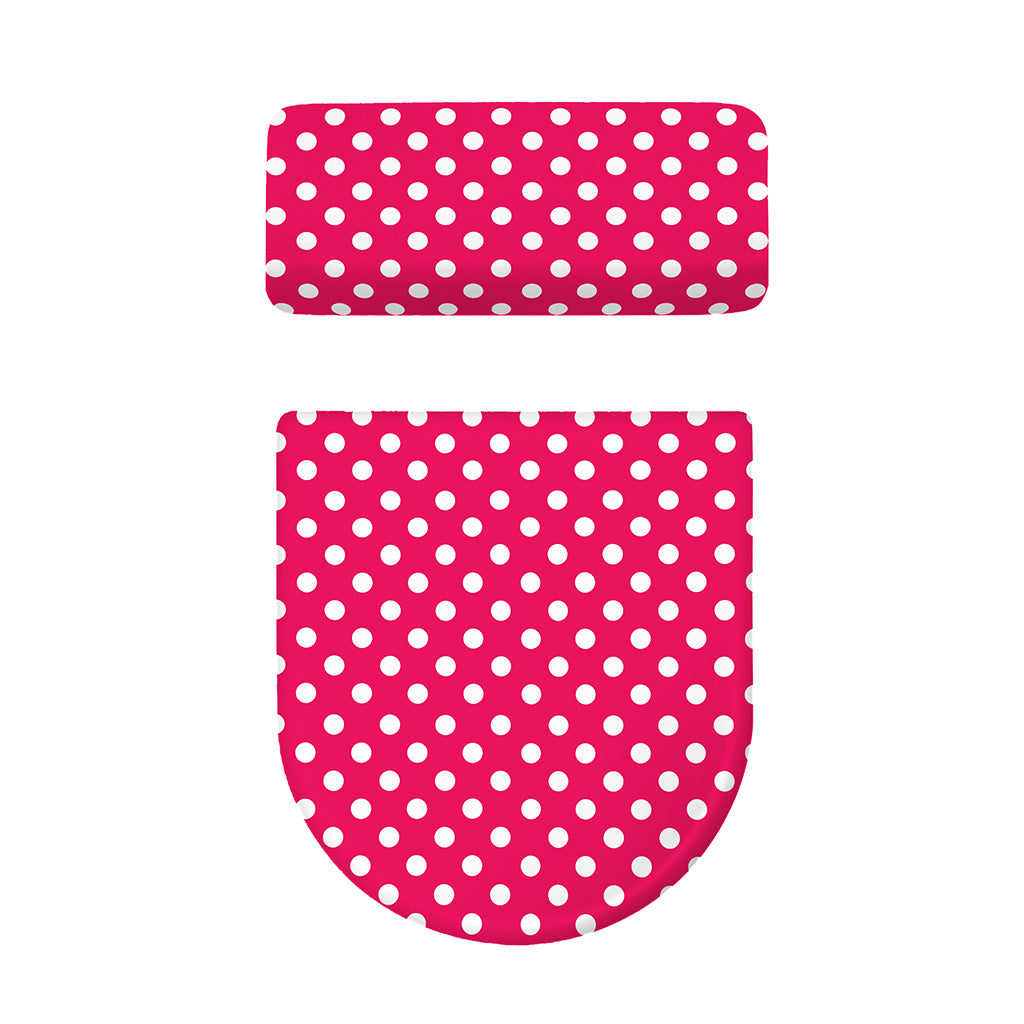 Hot Pink And White Polka Dot Print Toilet Lid And Tank Cover Set
