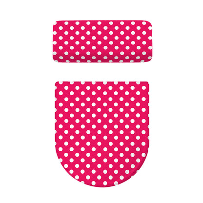 Hot Pink And White Polka Dot Print Toilet Lid And Tank Cover Set