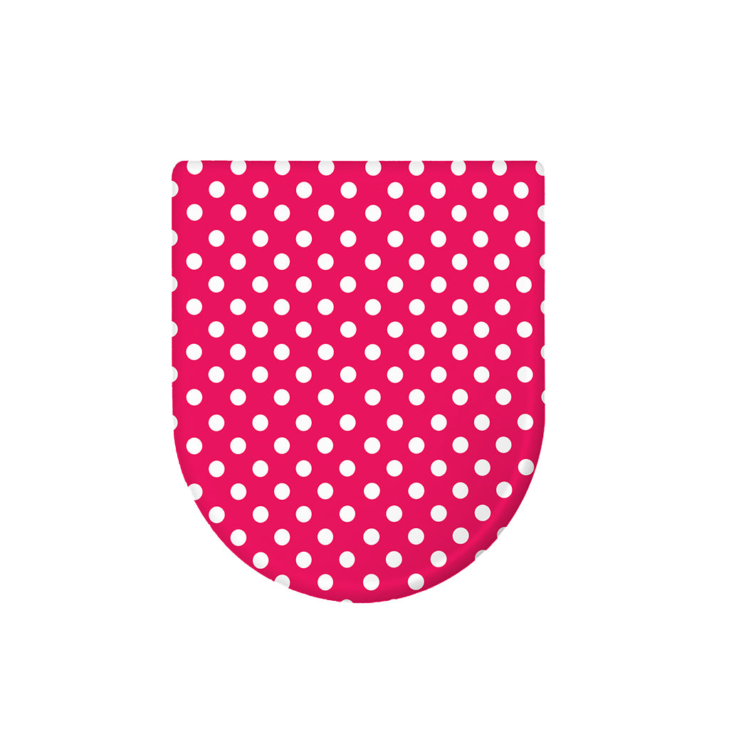 Hot Pink And White Polka Dot Print Toilet Lid Cover