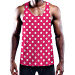 Hot Pink And White Polka Dot Print Training Tank Top