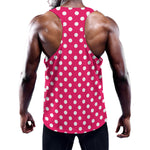 Hot Pink And White Polka Dot Print Training Tank Top