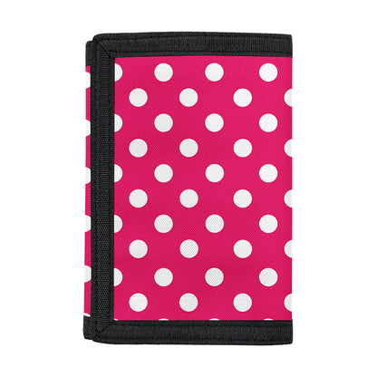 Hot Pink And White Polka Dot Print Trifold Wallet