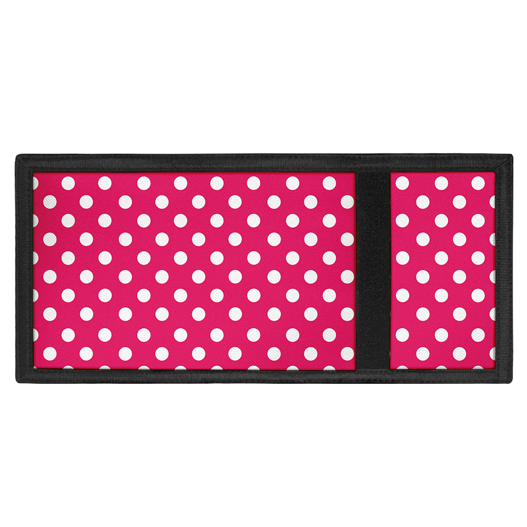 Hot Pink And White Polka Dot Print Trifold Wallet