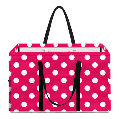 Hot Pink And White Polka Dot Print Utility Tote Bag
