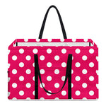 Hot Pink And White Polka Dot Print Utility Tote Bag