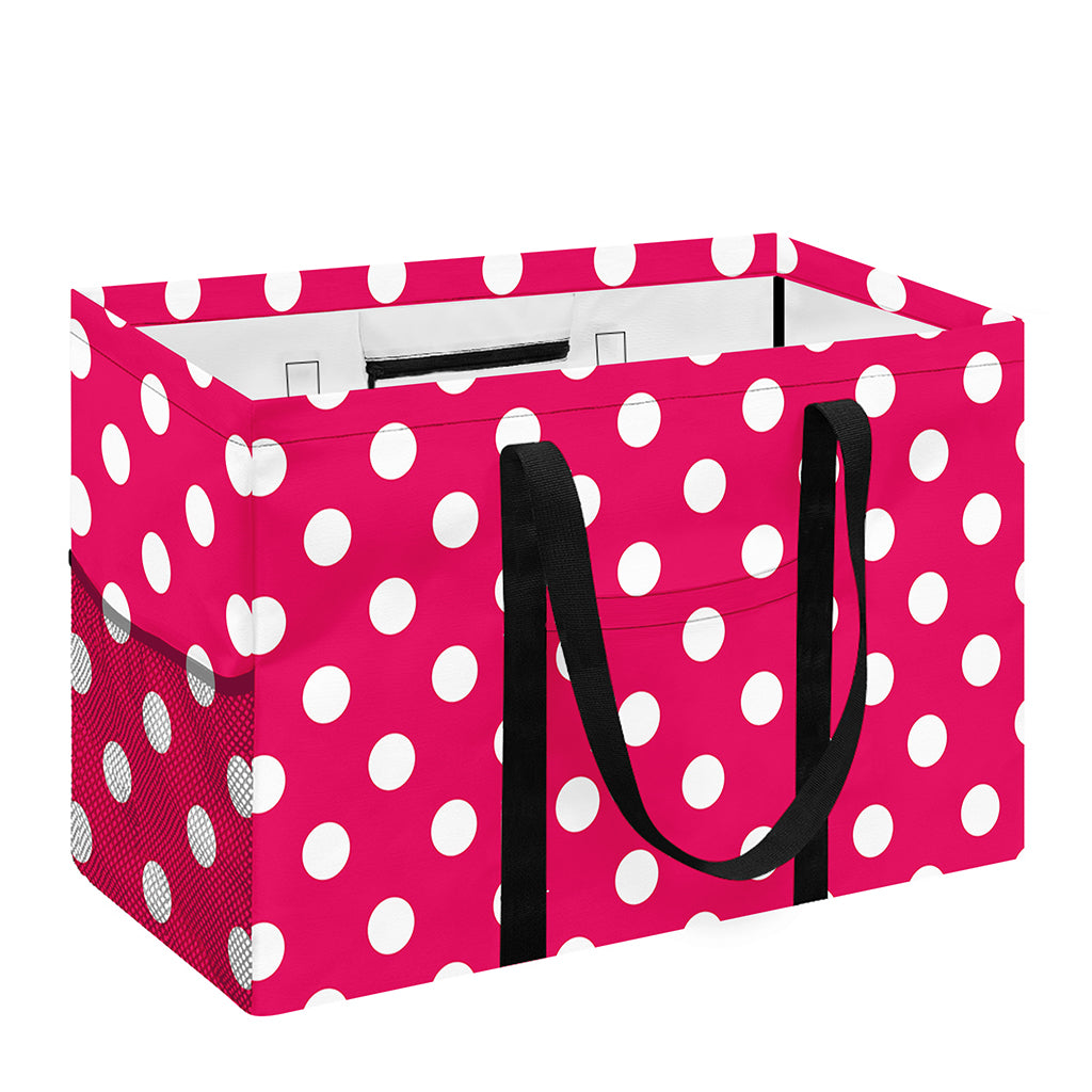 Hot Pink And White Polka Dot Print Utility Tote Bag