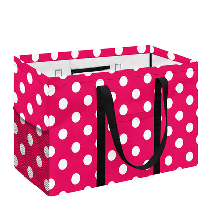 Hot Pink And White Polka Dot Print Utility Tote Bag