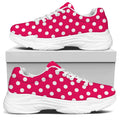 Hot Pink And White Polka Dot Print White Chunky Shoes