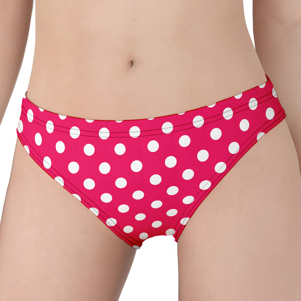 Hot Pink And White Polka Dot Print Women's Panties