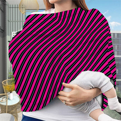 Hot Pink Black And Blue Stripes Print Baby Seat Cover