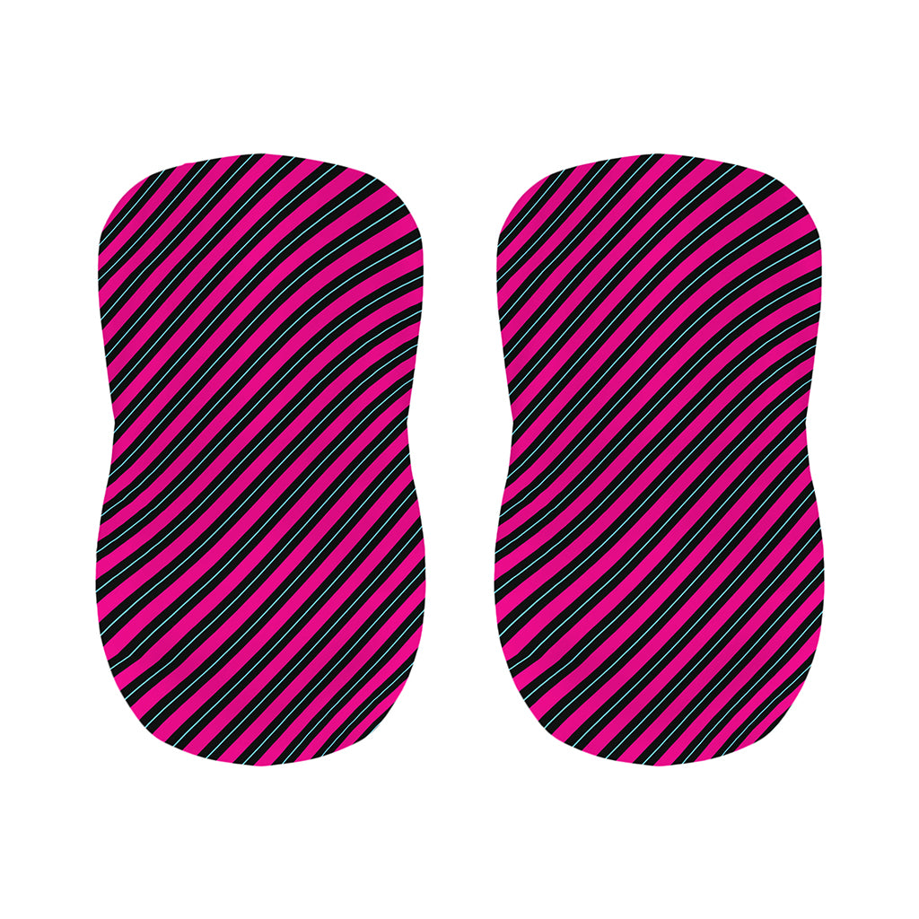 Hot Pink Black And Blue Stripes Print Bar Stool Covers