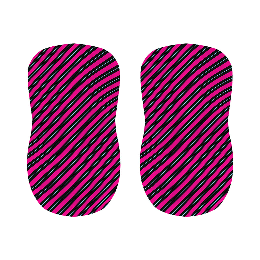 Hot Pink Black And Blue Stripes Print Bar Stool Covers