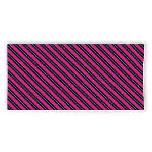 Hot Pink Black And Blue Stripes Print Beach Towel