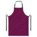 Hot Pink Black And Blue Stripes Print Bib Apron With Pocket