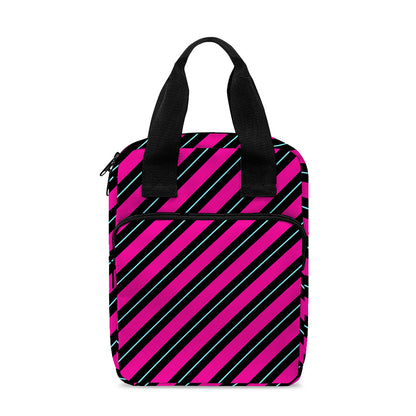 Hot Pink Black And Blue Stripes Print Bible Tote Bag