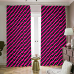 Hot Pink Black And Blue Stripes Print Blackout Pencil Pleat Curtains