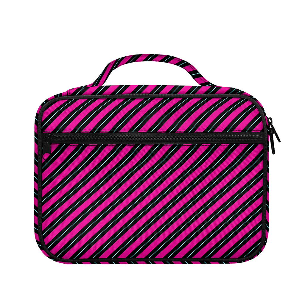 Hot Pink Black And Blue Stripes Print Briefcase Bible Bag