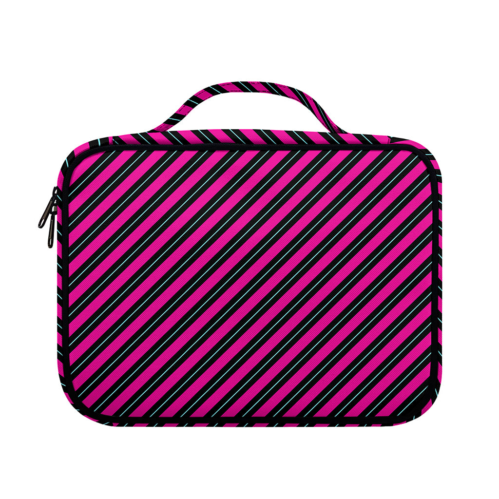 Hot Pink Black And Blue Stripes Print Briefcase Bible Bag