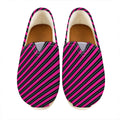 Hot Pink Black And Blue Stripes Print Casual Shoes