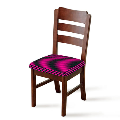 Hot Pink Black And Blue Stripes Print Chair Cushion Cover