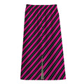 Hot Pink Black And Blue Stripes Print Cotton Front Slit Maxi Skirt