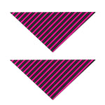 Hot Pink Black And Blue Stripes Print Dog Bandana