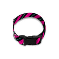 Hot Pink Black And Blue Stripes Print Dog Collar