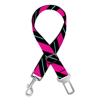 Hot Pink Black And Blue Stripes Print Dog Seat Belt