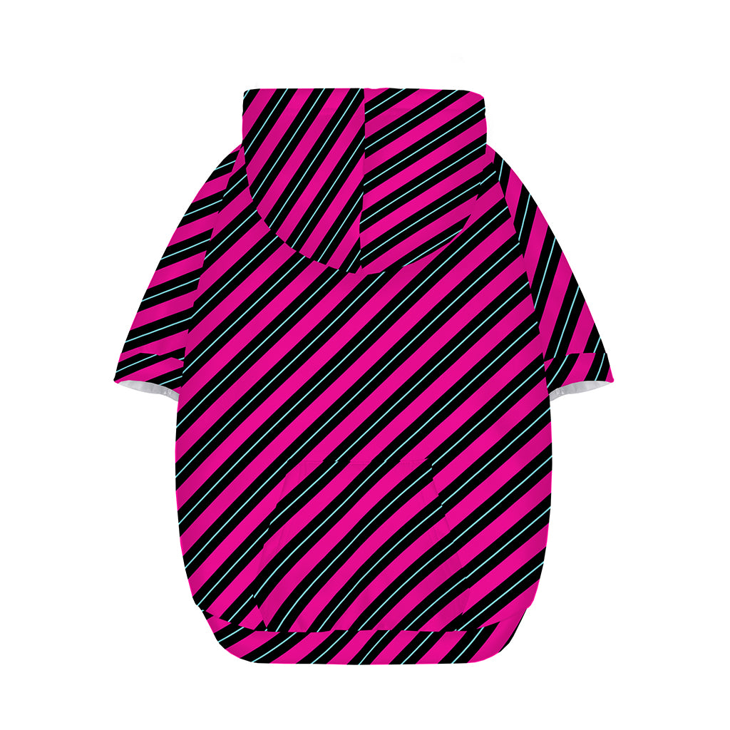Hot Pink Black And Blue Stripes Print Dog Zip Up Hoodie