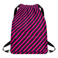 Hot Pink Black And Blue Stripes Print Drawstring Backpack
