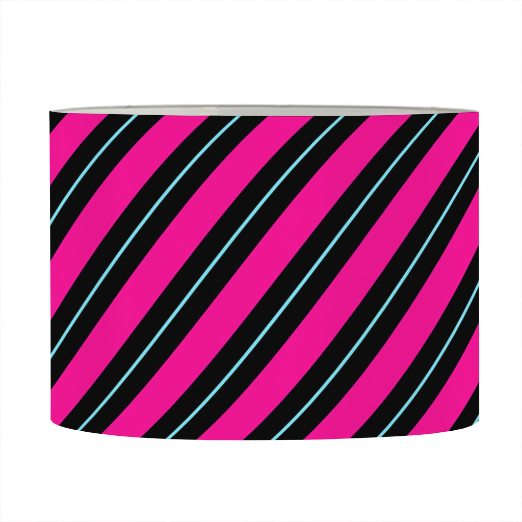 Hot Pink Black And Blue Stripes Print Drum Lamp Shade