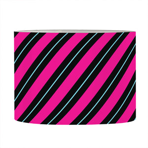 Hot Pink Black And Blue Stripes Print Drum Lamp Shade