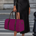 Hot Pink Black And Blue Stripes Print Duffle Bag