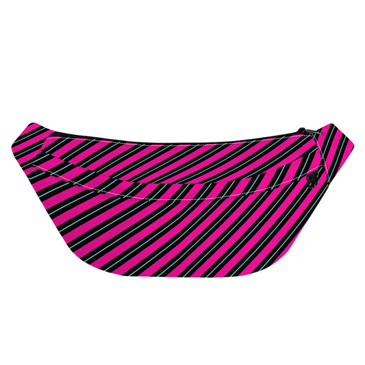 Hot Pink Black And Blue Stripes Print Fanny Pack